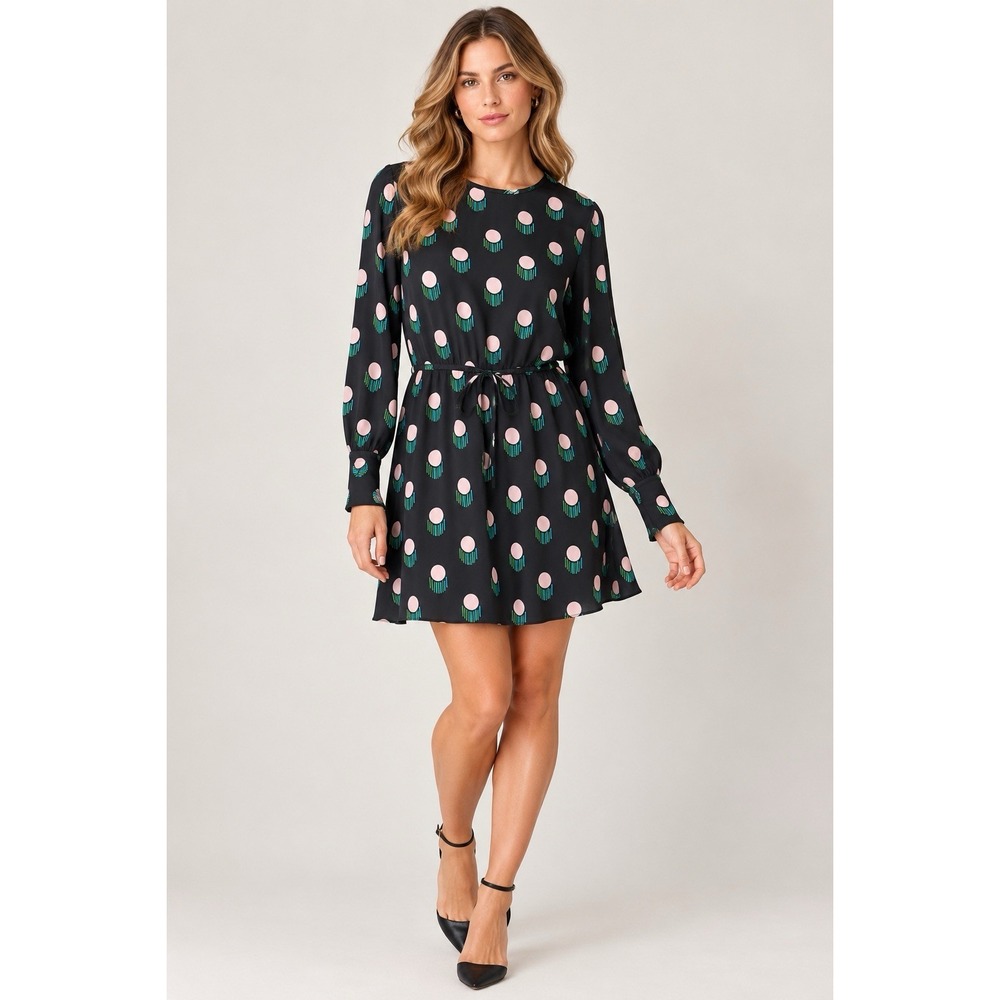 Diane von Furstenberg DVF Casimir Dot Silk Mini Dress Size 4 NWT $398 Black